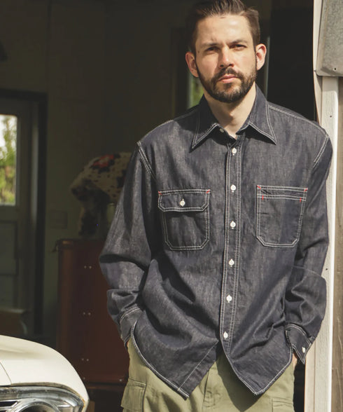 MR.OLIVE / 6oz DENIM / RINSE WASH SERVICEMAN SHIRT / ミスターオリーブ / 6オンスデニム / リンスウォッシュ サービスマンシャツ